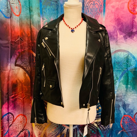 Free People “Noir” Vegan Moto Black Motorcycle Biker Jacket New with Tags Small - Picture 3 of 10
